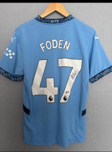 Puma Manchester City Home Shirt Etihad Airways Foden 47 Signed Autograph for sale on Ebay
