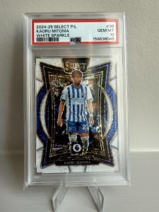 2024-25 Panini Select EPL Kaoru Mitoma White Sparkle SSP Brighton PSA 10 for sale on Ebay