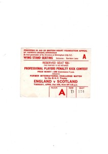 Ticket Old England v Old Scotland at Birmingham City 1969/70 for sale on Ebay