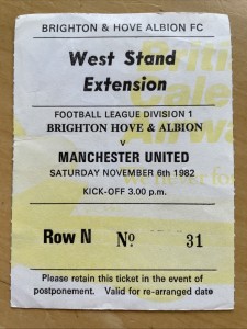 Rare Yellow 6th Nov 1982 Brighton & Hove Albion v Manchester United Match Ticket for sale on Ebay