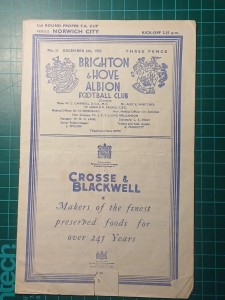 Brighton v Norwich City 1952 FA Cup Vintage Football Programme 06/12/1952 2nd Rd for sale on Ebay