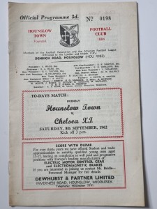 Hounslow Town v Chelsea XI Friendly Football Programme 1962/63 for sale on Ebay