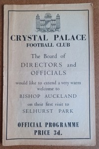 1954/55  CRYSTAL PALACE v BISHOP AUCKLAND  FRIENDLY MATCH  11/12/1954 for sale on Ebay