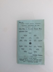 LEICESTER CITY RESERVES V CRYSTAL PALACE RES 02.09.1950 RESERVE GAME ONE PAGER for sale on Ebay