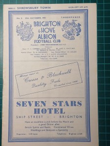 Brighton v Shrewsbury Town 1951 Vintage Football Programme 27/10/1951 Div3 South for sale on Ebay