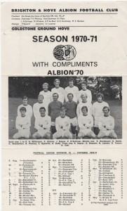 1970/71 BRIGHTON FIXTURE, TEAM PHOTO @ SIGNATURES ALBION 1970 for sale on Ebay