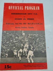 Birmingham City V Stade de Reims 14.6. 1961 - Varsity Stadium Toronto Friendly for sale on Ebay