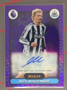 2025-26 Topps Merlin Premier League Nick Woltemade Purple Auto /75 Newcastle for sale on Ebay