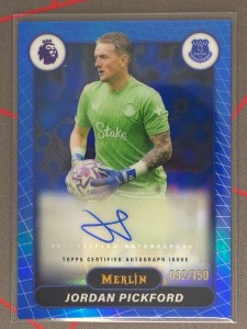 2025-26 Topps Merlin Premier League Jordan Pickford Blue Auto /150 Everton for sale on Ebay
