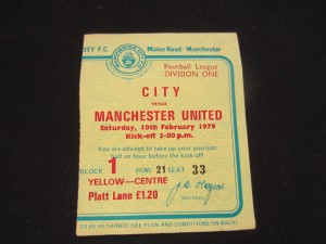 1978-79 DIV 1 MANCHESTER CITY v  MANCHESTER UNITED TICKET STUB for sale on Ebay