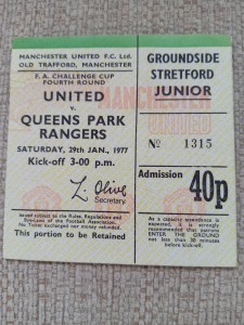 Manchester United Queens Park Rangers Ticket. FA Cup Fourth Round 1977 for sale on Ebay