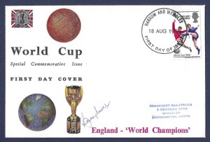 1966 FOOTBALL WORLD CUP, BOBBY MOORE SIGNED FIRST DAY COVER, WEST HAM & ENGLAND. for sale on Ebay