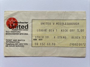 Rare1st Sept 1979 Manchester United Middlesbrough Match Ticket Stub 1979/80. for sale on Ebay