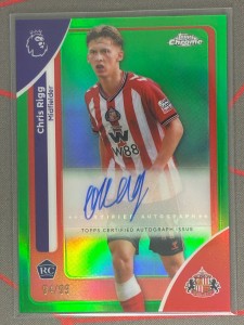 2025-26 Topps Chrome Premier League Chris Rigg RC Green Auto /99 Sunderland for sale on Ebay